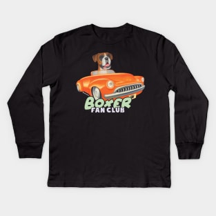 Funny Cute classic  Boxer Driving  Car mom and dad gift Kids Long Sleeve T-Shirt